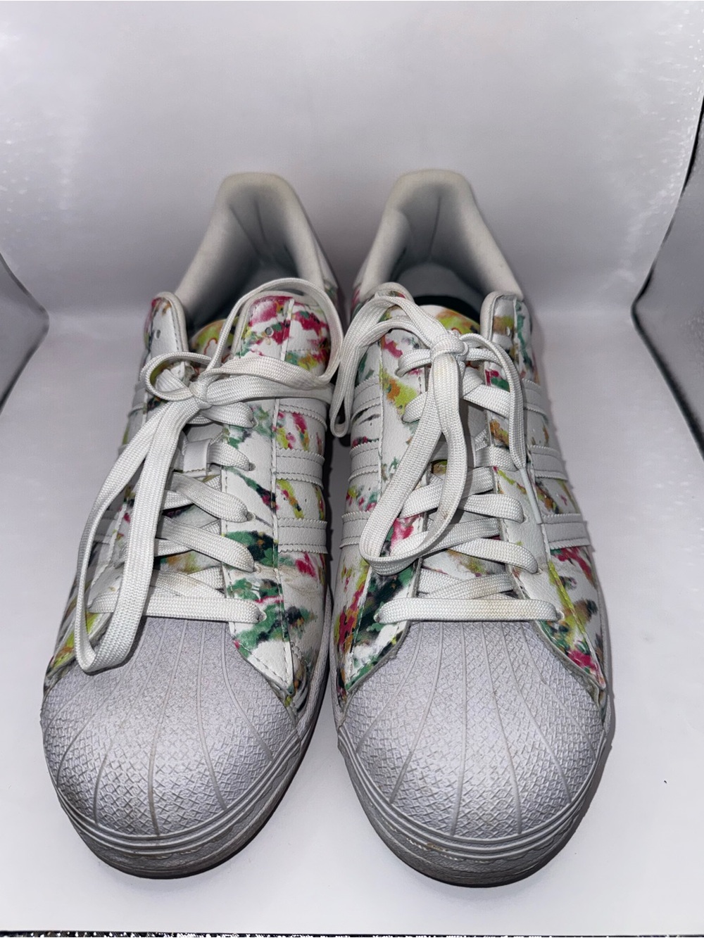 adidas White Floral Low-Top Sneakers